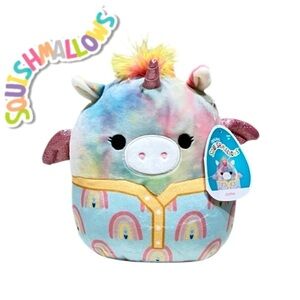 Squishmallows Jaime Pegasus rainbows tie dye print, 9” New with Tags